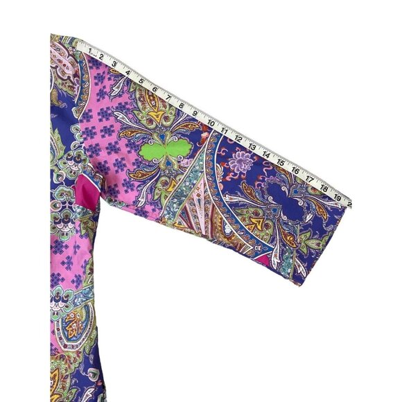 Hinson Wu Aileen 3/4 Sleeve Paisley Printed Shirt Button Back Size 16 $270 NWOT - Picture 12 of 16